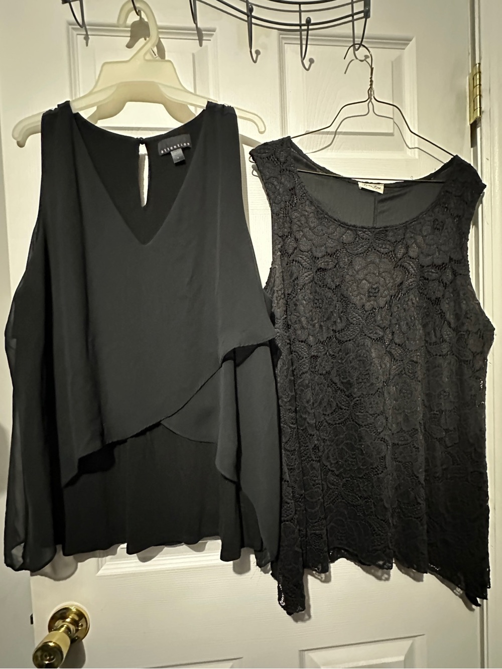 2 Black Layered Camisole Tanks one lace and one chiffon size XL